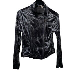 Mudd Moto Jacket Juniors Crushed Velvet Gray Grunge Goth 90's Size L